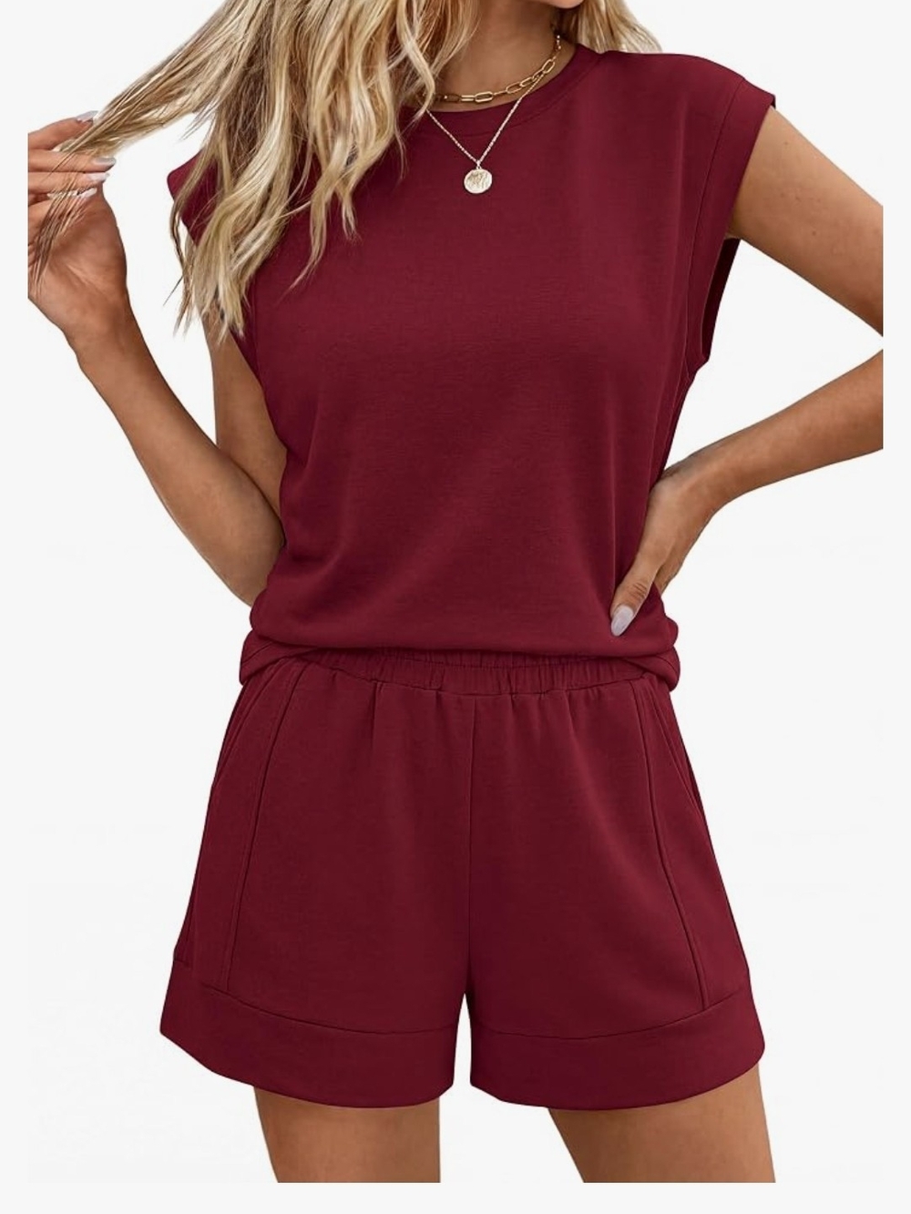 NWT-PRETTYGARDEN Two Piece Short Sets for Women Summer 2026 Matching Loungewear